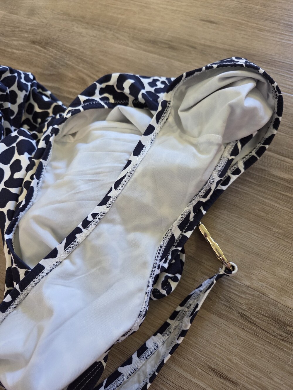 Tory Burch Clouded Leopard Navy Blue One Shoulder One Piece Swimsuit Size Large - Picture 9 of 9